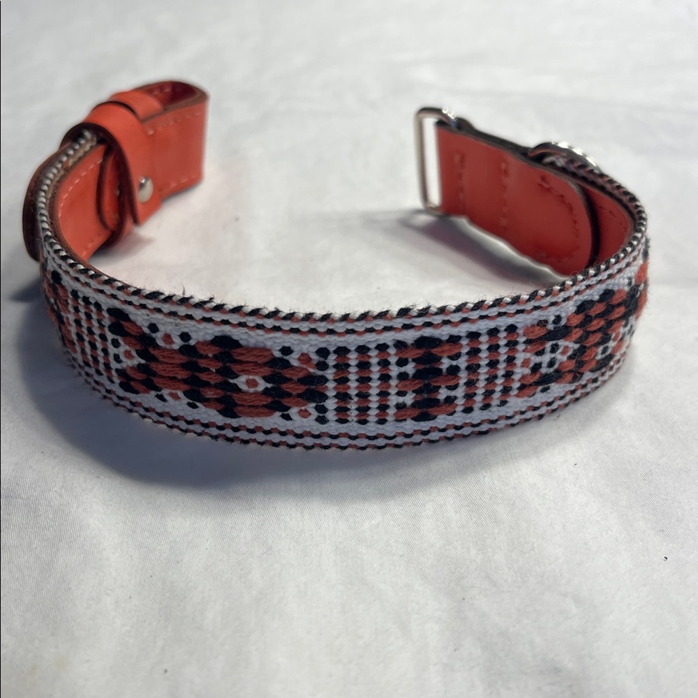 Boomba Studio XS-Small Vegan Dog Collar Orange Black and White - NEW